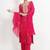 Red ' patrika gate' hand embroidered  silk crepe  womens  suit- set of 3
