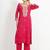 Red ' patrika gate' hand embroidered  silk crepe  womens  suit- set of 3