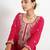 Red ' patrika gate' hand embroidered  silk crepe  womens  suit- set of 3
