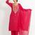 Red ' phool mahal' hand embroidered  silk crepe  womens  suit- set of 3