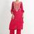Red ' phool mahal' hand embroidered  silk crepe  womens  suit- set of 3