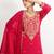 Red ' phool mahal' hand embroidered  silk crepe  womens  suit- set of 3