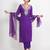 Purple 'jharokha'  hand embroidered  silk crepe  womens  suit- set of 3