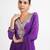 Purple 'jharokha'  hand embroidered  silk crepe  womens  suit- set of 3