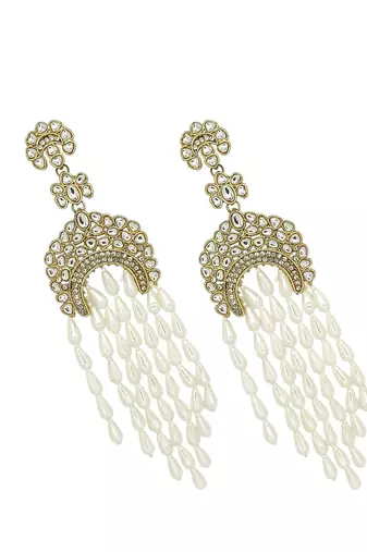 Gold plated kundan studded dangler earrings