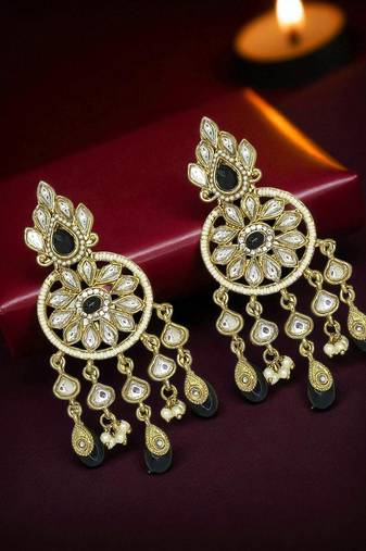 Gold plated chandbali earrings