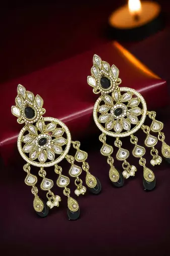 Gold plated chandbali earrings