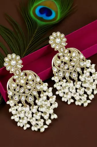 Gold plated chandbali earrings