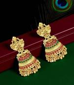 Gold plated laxmi design jhumaka earrings