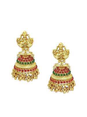 Gold plated laxmi design jhumaka earrings 3