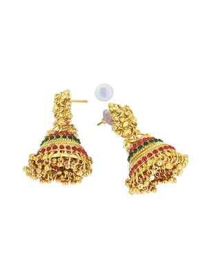 Gold plated laxmi design jhumaka earrings 4