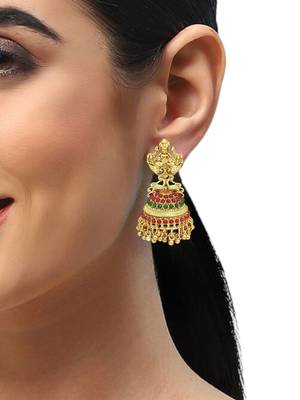 Gold plated laxmi design jhumaka earrings 5
