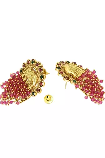 Gold plated elephant design south indian earrings