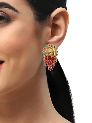Gold plated elephant design south indian earrings 5