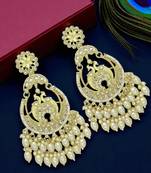 Gold plated peacock design chandbali earrings
