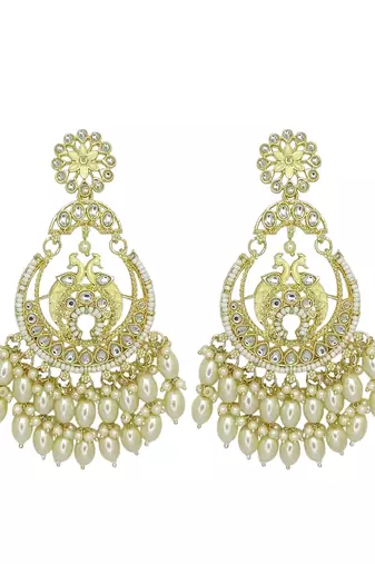 Gold plated peacock design chandbali earrings