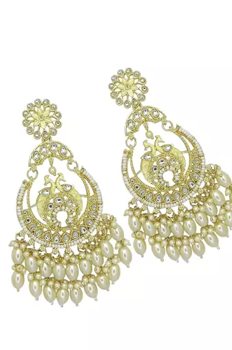 Gold plated peacock design chandbali earrings