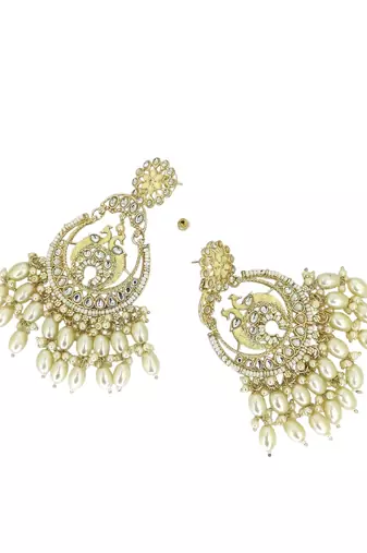 Gold plated peacock design chandbali earrings