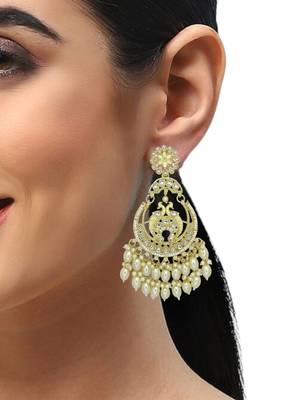 Gold plated peacock design chandbali earrings 5