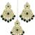 Gold plated cubic zircon studded green earrings with maangtikka set