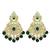 Gold plated cubic zircon studded green earrings with maangtikka set