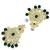 Gold plated cubic zircon studded green earrings with maangtikka set