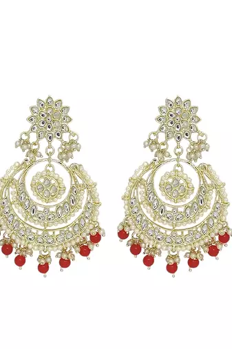 Gold plated rajwadi chandbali earrings