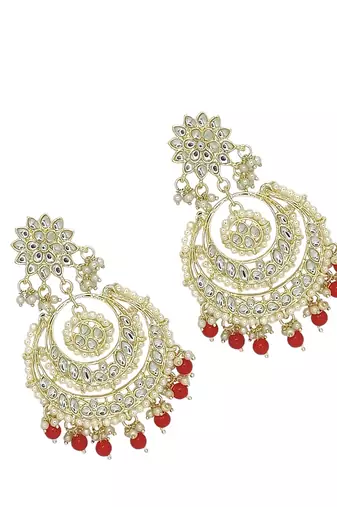 Gold plated rajwadi chandbali earrings