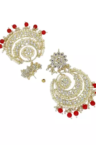 Gold plated rajwadi chandbali earrings