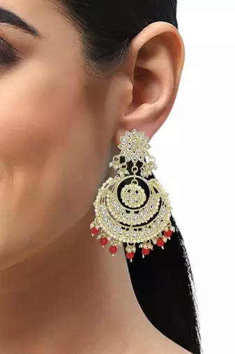 Gold plated rajwadi chandbali earrings