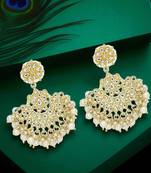 Gold plated kundan studded chandbali earrings