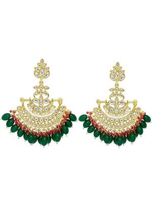 Gold plated floral chandbali earrings 2