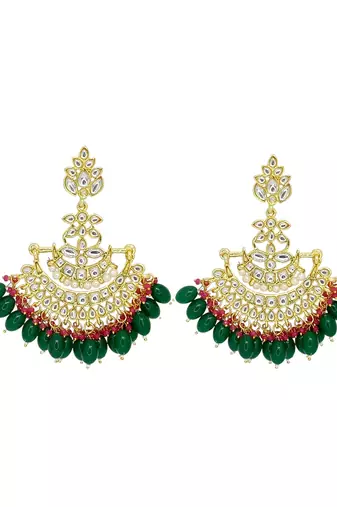 Gold plated floral chandbali earrings