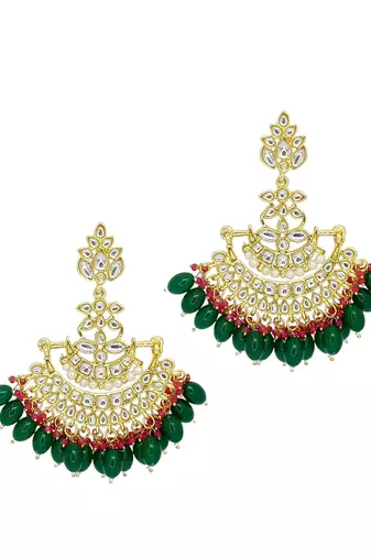 Gold plated floral chandbali earrings