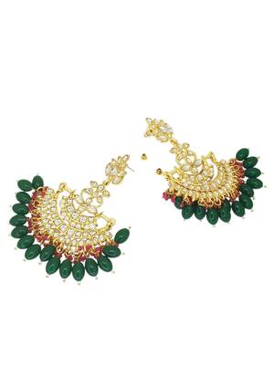 Gold plated floral chandbali earrings 4