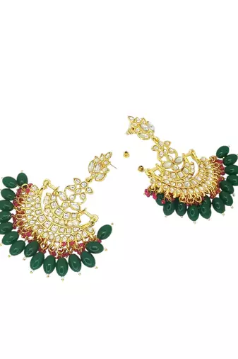 Gold plated floral chandbali earrings