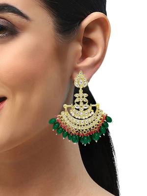 Gold plated floral chandbali earrings 5