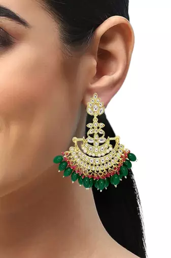 Gold plated floral chandbali earrings