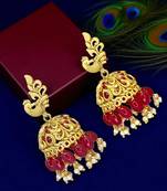 Gold plated peacock design jhumka earrings