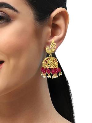 Gold plated peacock design jhumka earrings 5