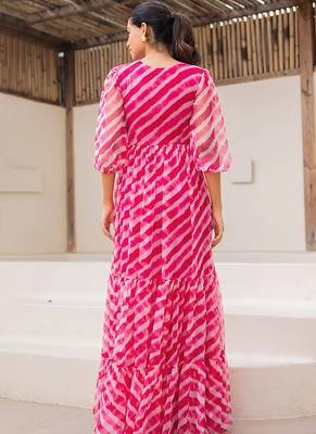 Pink heavy digital printed faux georgette anarkali fully flared gwon style 2