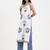 white floral block print cotton straight kurta
