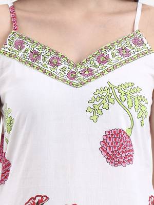 white floral block print cotton straight kurta 4