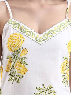 white floral print cotton straight kurta 4