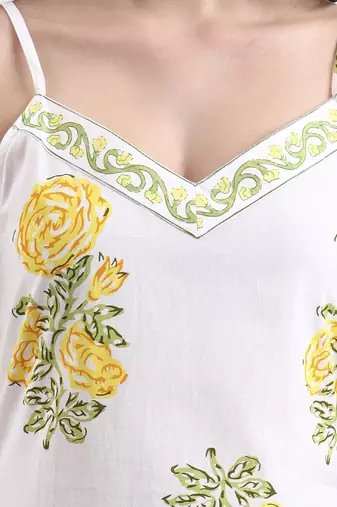 white floral print cotton straight kurta