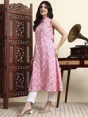 cotton pink sleeveless kurta 2