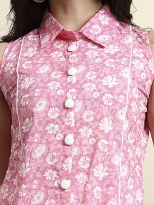 cotton pink sleeveless kurta 4