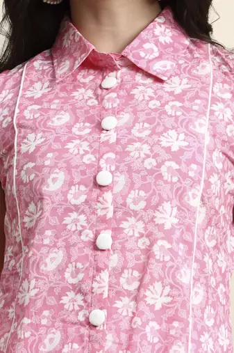cotton pink sleeveless kurta