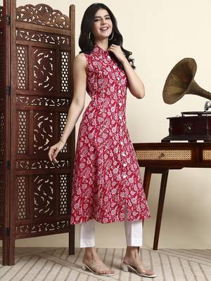 cotton light pink sleeveless kurta 2