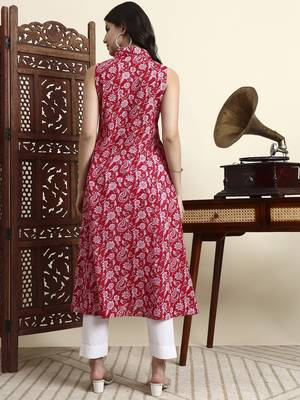 cotton light pink sleeveless kurta 3
